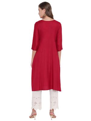 Solid a-line kurta - 16244135 - Standard Image - 3