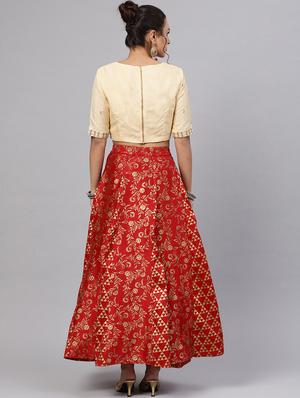 Contrast flared lehenga - 16244545 - Standard Image - 3