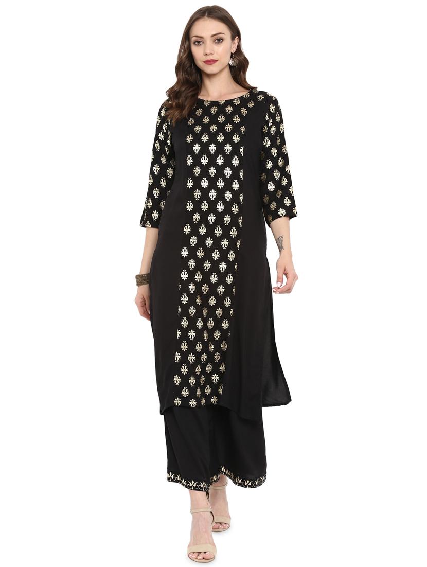 Block printed straight kurta - 16244754 - Zoom Image - 3