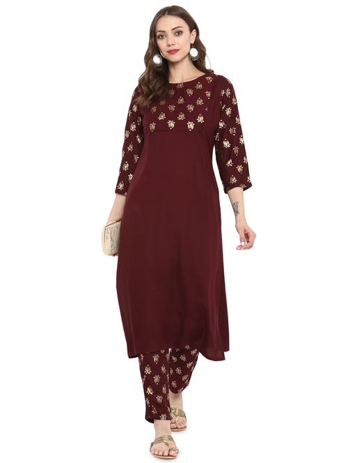 Block printed straight kurta - 16244762 - Standard Image - 1