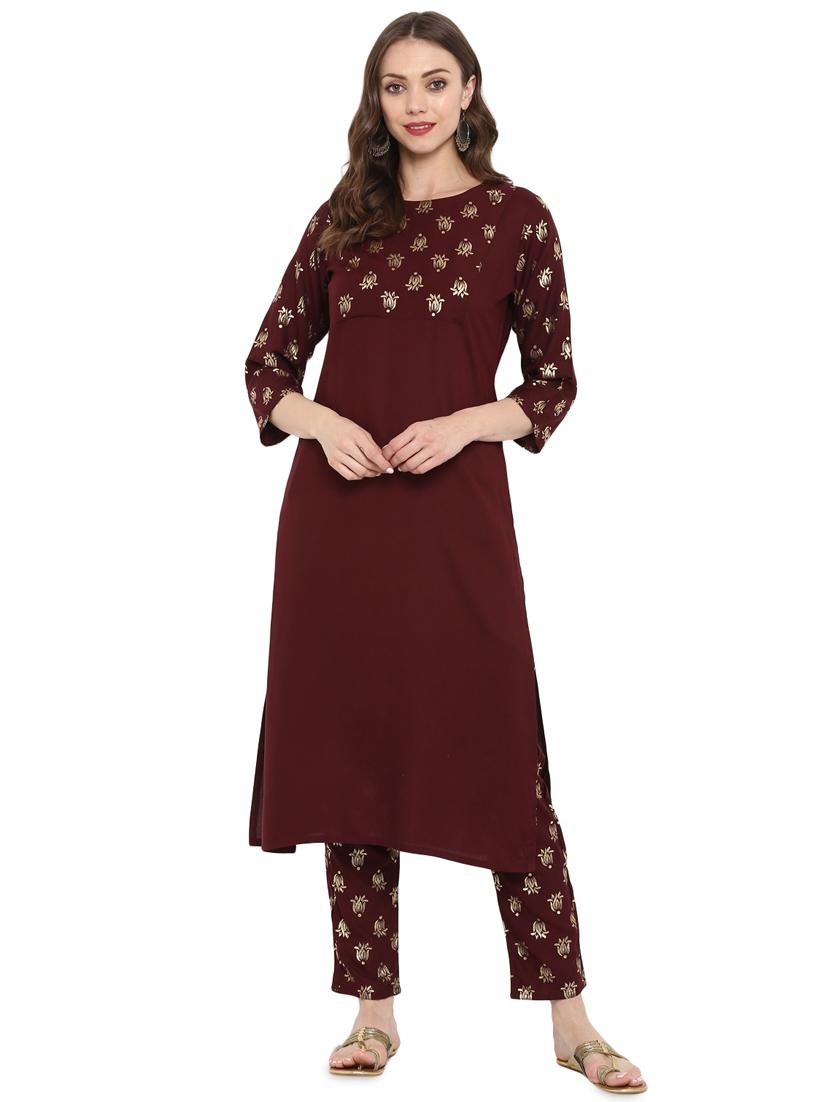 Block printed straight kurta - 16244762 - Zoom Image - 3