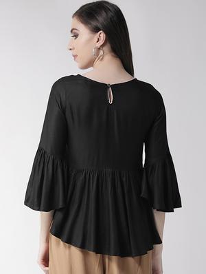 bell sleeved gathered top - 16245034 - Standard Image - 3