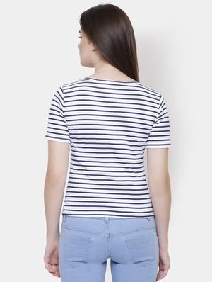 scoop neck stripes print tee - 16245186 - Standard Image - 3