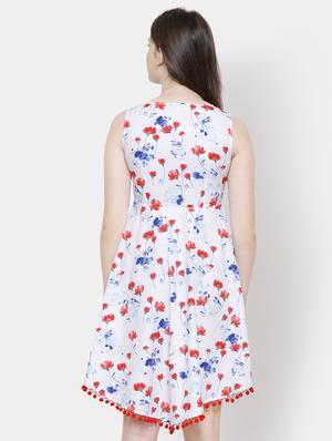 tassel hem floral asymmetric dress - 16245235 - Standard Image - 3