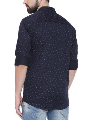navy blue printed casual shirt - 16245488 - Standard Image - 3