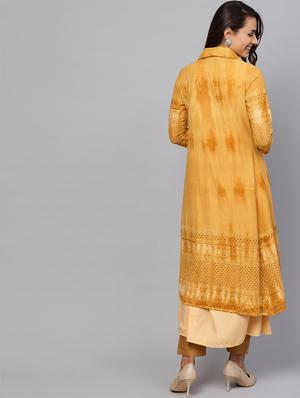 embroidered a-line kurta with jacket - 16245543 - Standard Image - 3