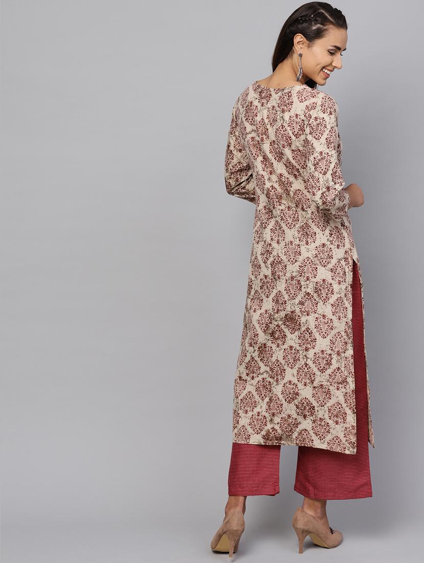 block printed straight kurta - 16245550 - Zoom Image - 3