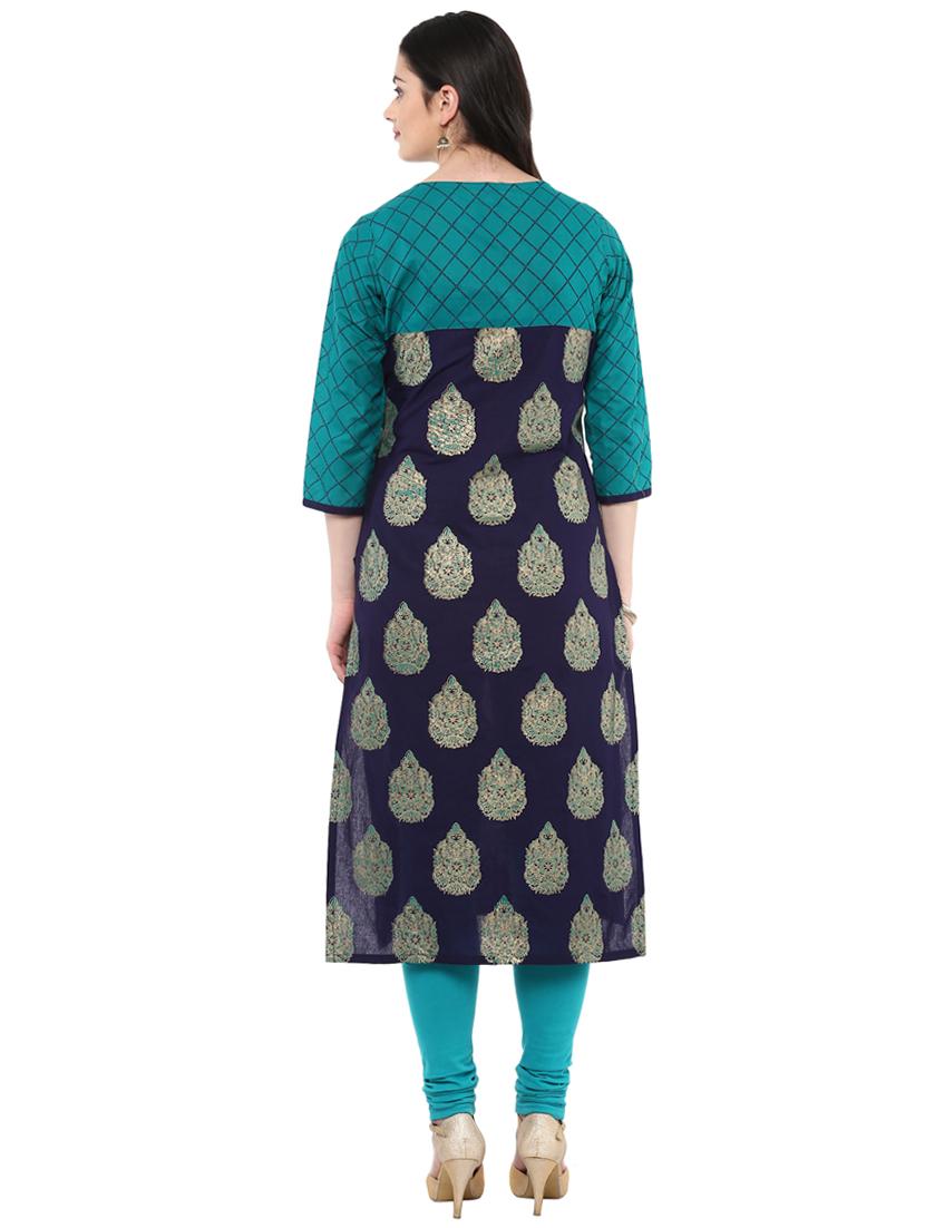 block printed straight kurta - 16245556 - Zoom Image - 3