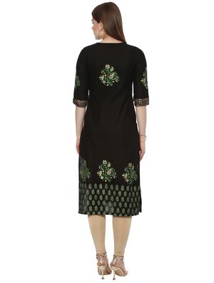 block printed straight kurta - 16245558 - Standard Image - 3