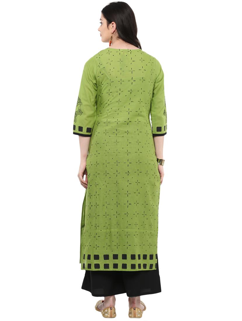 block printed straight kurta - 16245561 - Zoom Image - 3