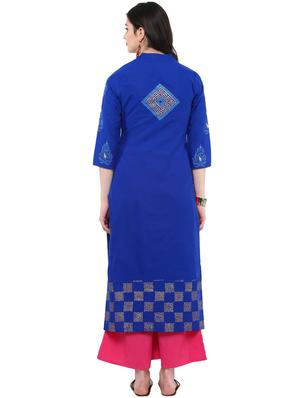 block printed straight kurta - 16245562 - Standard Image - 3
