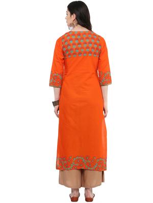 block printed straight kurta - 16245563 - Standard Image - 3