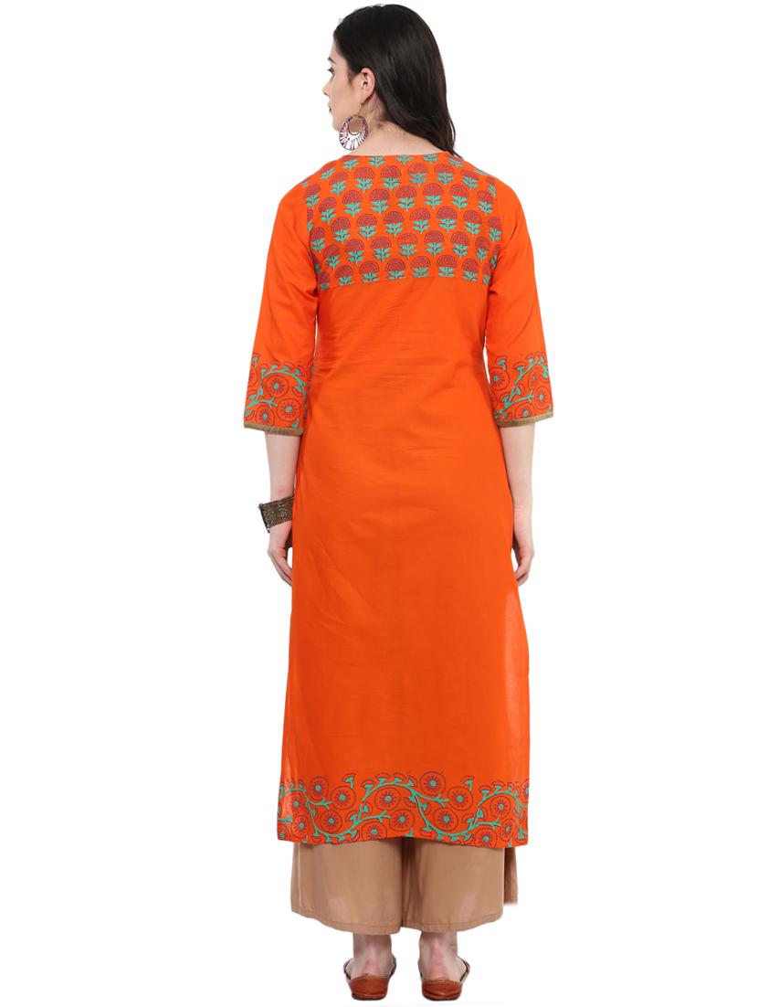 block printed straight kurta - 16245563 - Zoom Image - 3