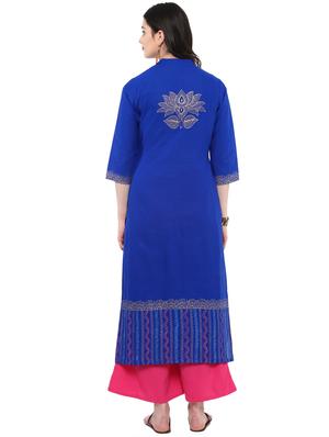 block printed straight kurta - 16245564 - Standard Image - 3