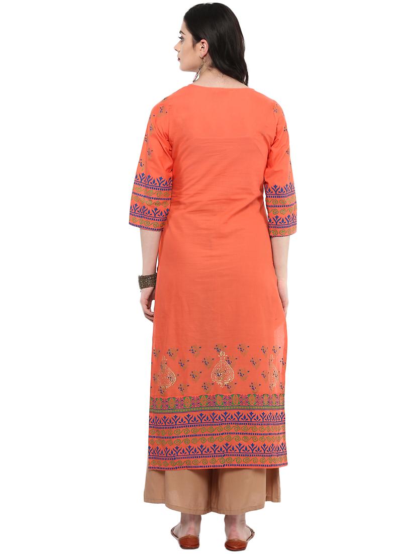 block printed straight kurta - 16245566 - Zoom Image - 3