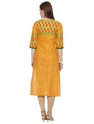 block printed straight kurta - 16245567 - Standard Image - 3
