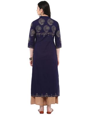 block printed straight kurta - 16245568 - Standard Image - 3