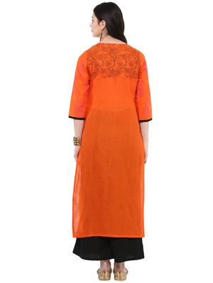 block printed straight kurta - 16245573 - Standard Image - 3