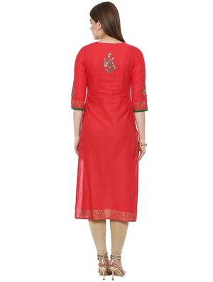 block printed straight kurta - 16245574 - Standard Image - 3