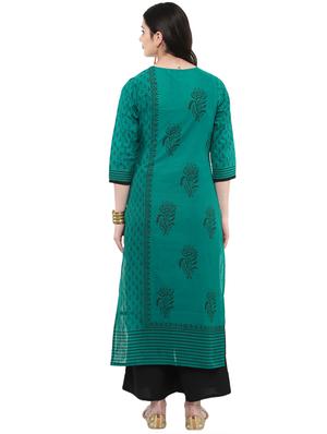 block printed straight kurta - 16245577 - Standard Image - 3