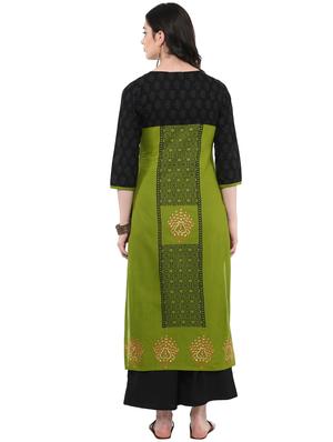 block printed straight kurta - 16245578 - Standard Image - 3