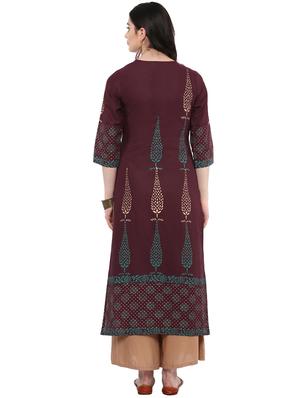 block printed straight kurta - 16245579 - Standard Image - 3