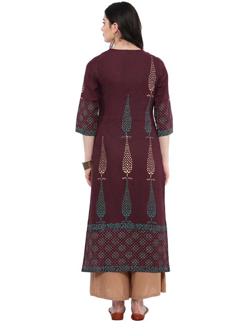 block printed straight kurta - 16245579 - Zoom Image - 3
