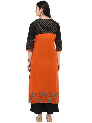 block printed straight kurta - 16245584 - Standard Image - 3