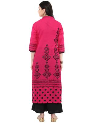 block printed straight kurta - 16245586 - Standard Image - 3