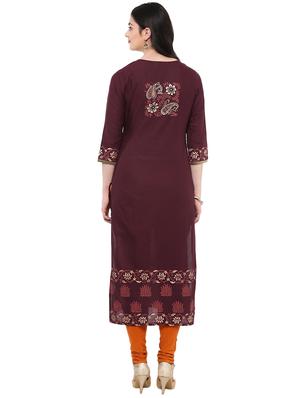 block printed straight kurta - 16245587 - Standard Image - 3