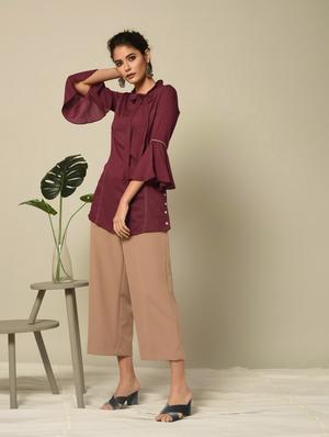 solid a-line kurti - 16245975 - Standard Image - 3