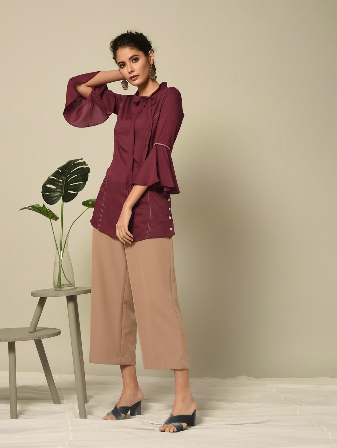 solid a-line kurti - 16245975 - Zoom Image - 3