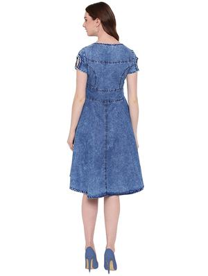 denim detailed a line dress - 16246132 - Standard Image - 3