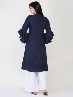 solid a-line kurta - 16249276 - Standard Image - 3