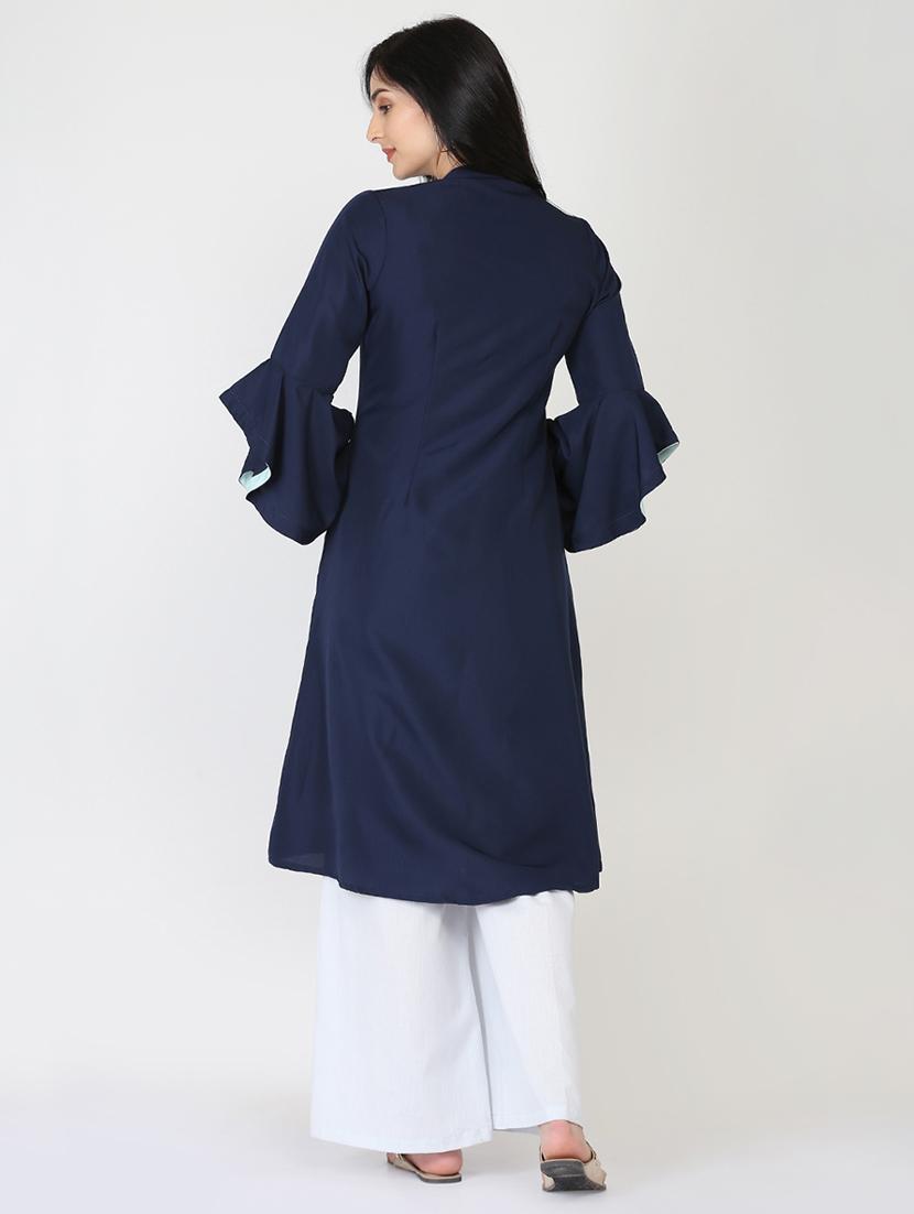 solid a-line kurta - 16249276 - Zoom Image - 3