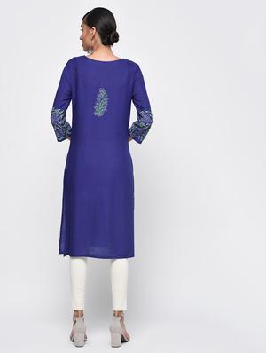 Block print straight kurta - 16249534 - Standard Image - 3