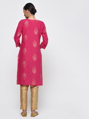 Block print straight kurta - 16249549 - Standard Image - 3