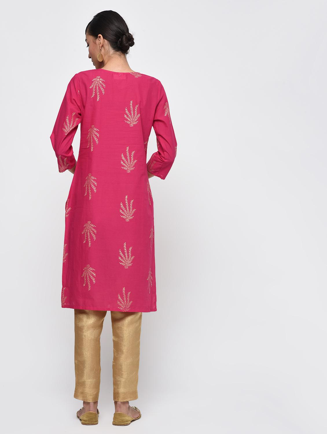 Block print straight kurta - 16249549 - Zoom Image - 3
