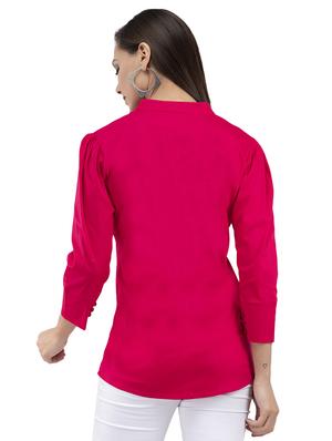 mandarin neck solid shirt - 16249966 - Standard Image - 3