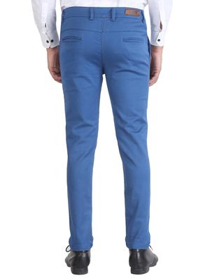 blue solid chinos - 16251415 - Standard Image - 3