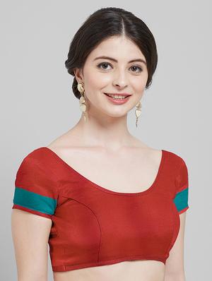 Contrast bordered saree with blouse - 16251913 - Standard Image - 3