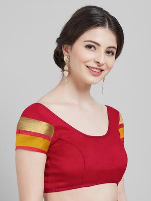 Contrast bordered saree with blouse - 16251915 - Standard Image - 3