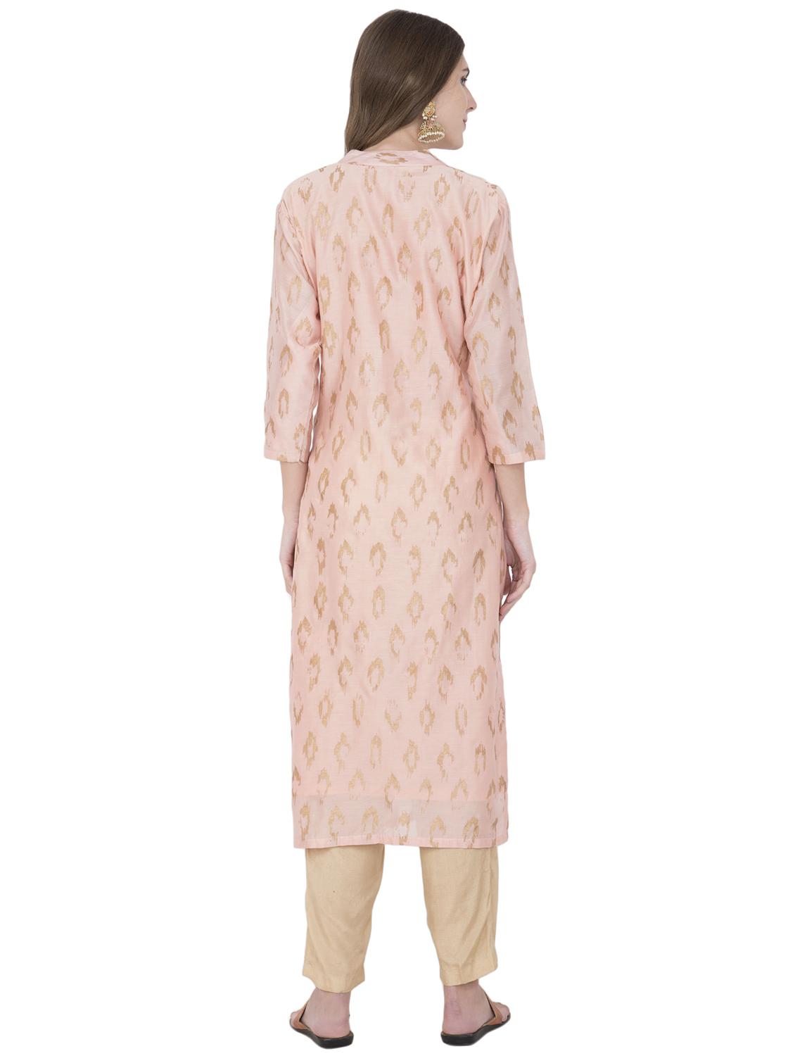 foil printed straight kurta - 16252377 - Zoom Image - 3