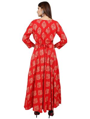 foil printed fit & flare gown - 16252849 - Standard Image - 3