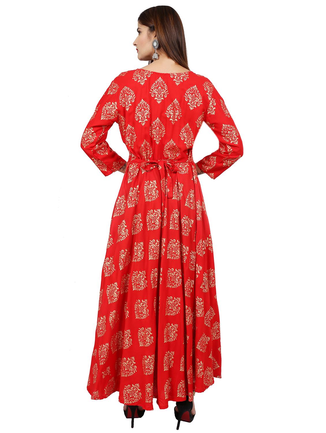 foil printed fit & flare gown - 16252849 - Zoom Image - 3