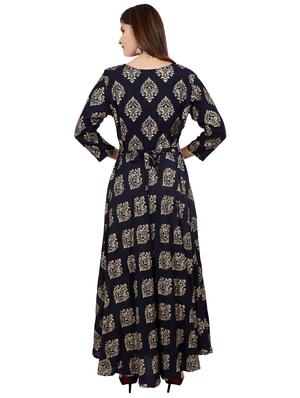 foil printed flared kurta - 16252856 - Standard Image - 3
