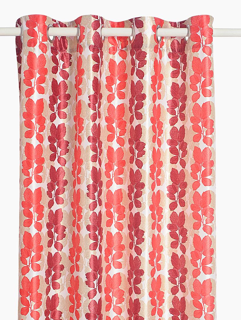 Floral Print Polyester 220 GSM Set of 2 Eyelet Door curtain - 16253000 - Zoom Image - 3