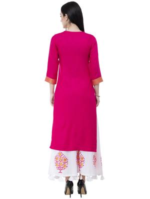 solid straight kurta palazzo set - 16253247 - Standard Image - 3