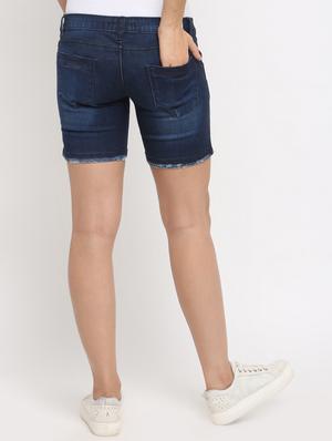 frayed hem distressed denim shorts - 16253374 - Standard Image - 3