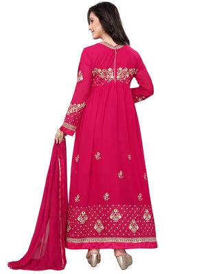 embroidered semi-stitched anarkali suit - 16253727 - Standard Image - 3